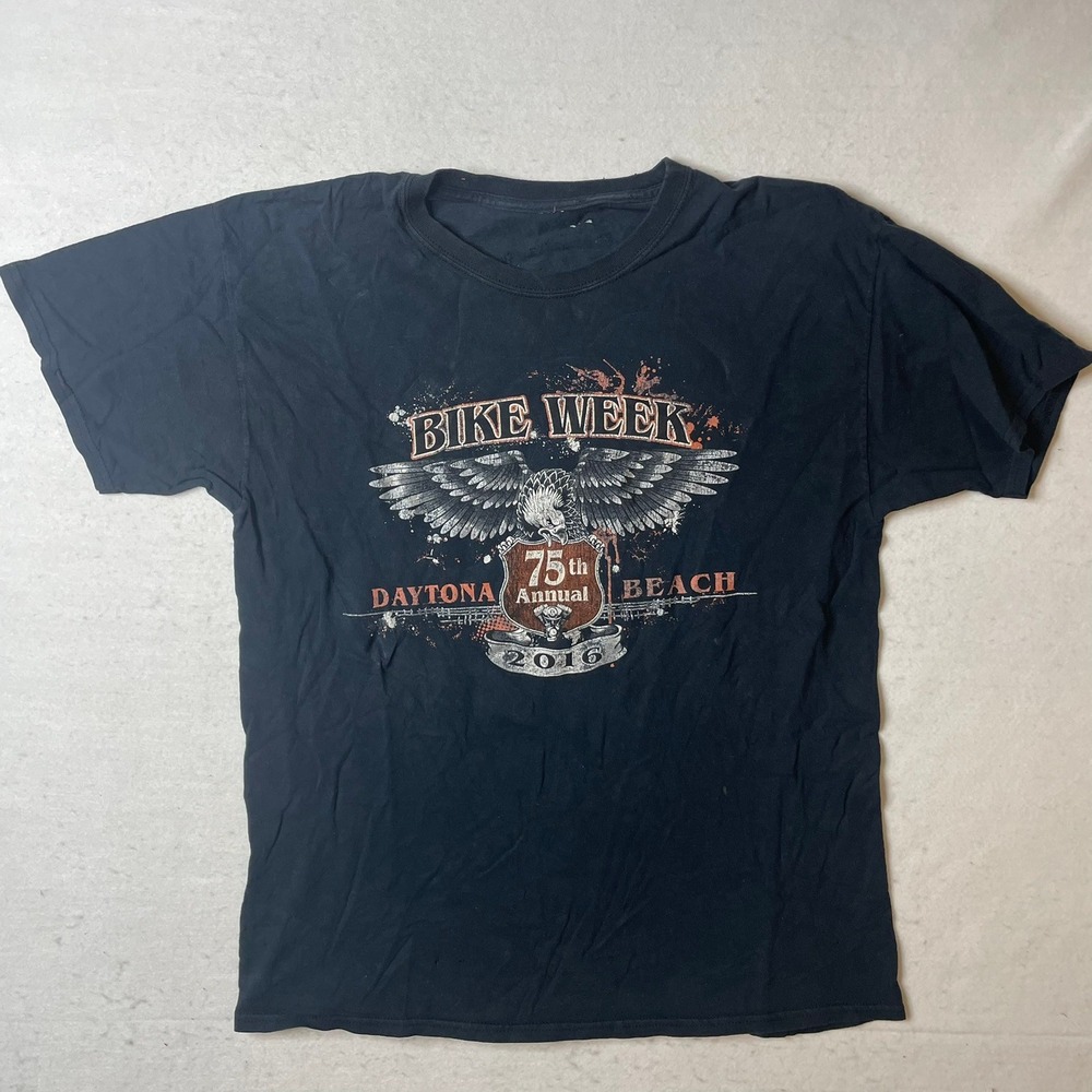 Bike Week Daytona Beach 75th Annual 2016 Graphic T-Shirt‎ Biker Motorcycle